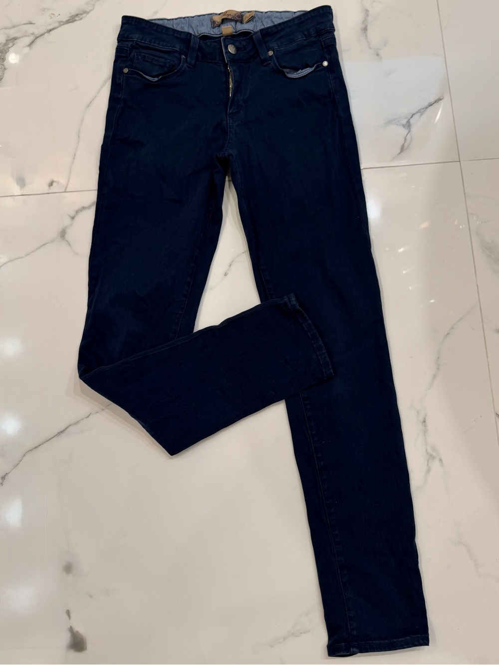 Paige Skyline Straight Leg Jeans Dark Indigo Wash Premium Denim 27